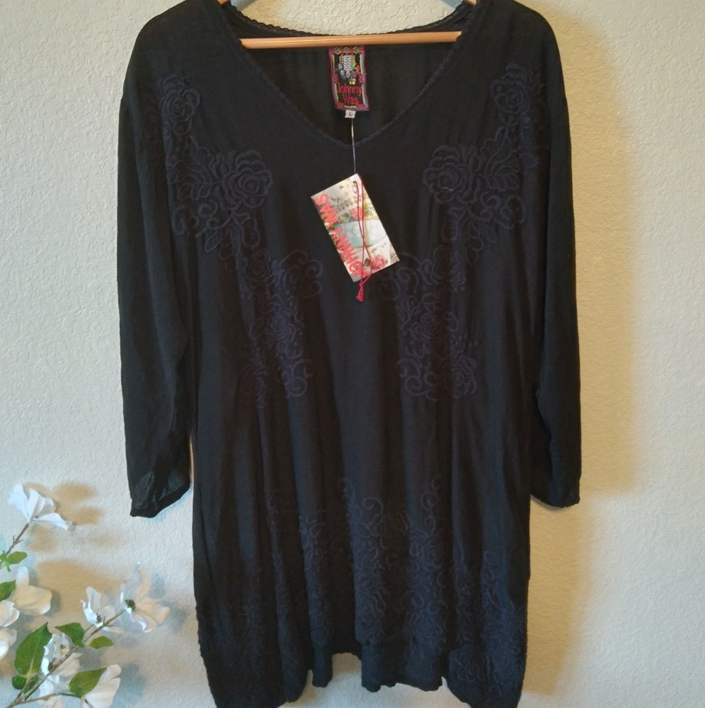 Johnny Was Cupra Rayon Floral Embroidered Dress - Picture 1 of 5